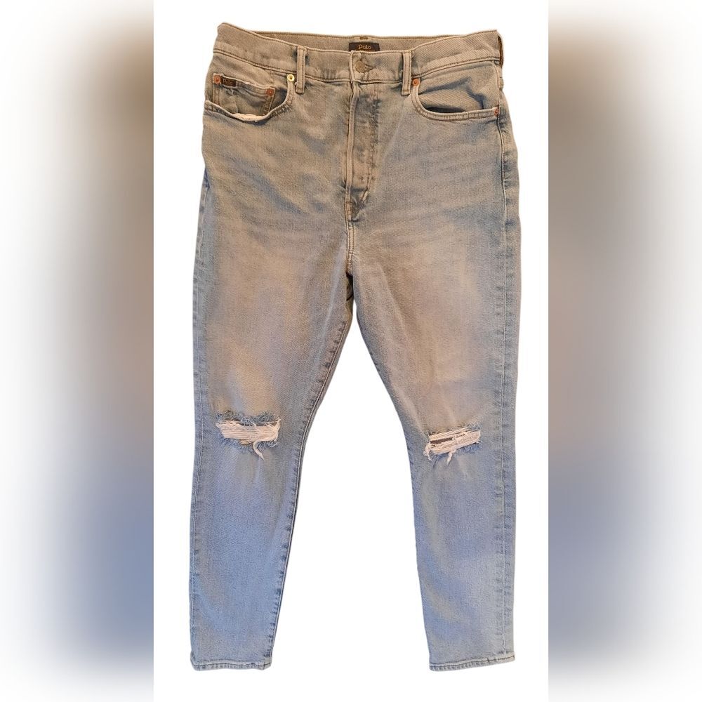 Polo Ralph Lauren Jeans Womans 32 Callen High Rise Slim Denim Distressed Preppy